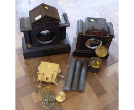 Newbridge Clockwork Timer, 2 Marble Clock Cases and 3 Train Movement with Weights Condition Report: see terms and conditions.