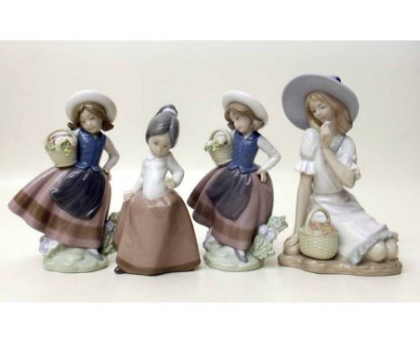 Two Lladro and two nao figures. Condition Report: see terms and conditions.