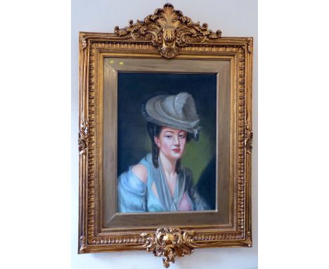 Modern reproduction oil portrait. Condition Report: see terms and conditions.
