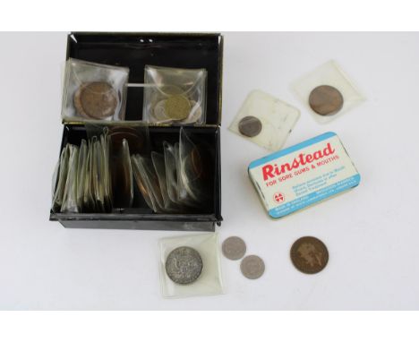 A collection of vintage and modern UK and foreign coins to include post 1947 silver coins, Victorian Pennies, Three Pence Bit