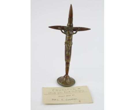 A WW1 era trench art crucifix &amp; corpus constructed from French bullets and cartridges c1918  the item is in very good con