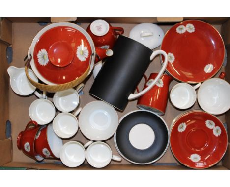 A Susie Cooper / Wedgwood part coffee set with a Noritake part tea set (Qty).  Generally good, some wear.