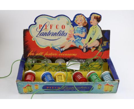 A scarce set of 12 vintage 1950s Pifco Lanternlites Christmas party electric lights in original advertising box  the conditio