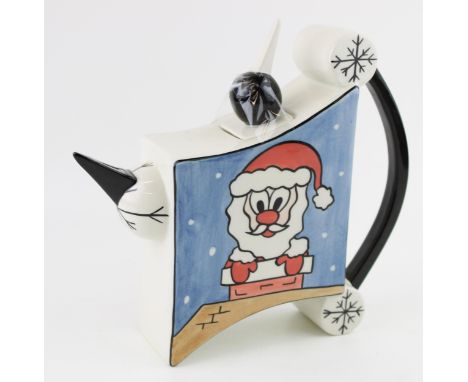Lorna Bailey abstract teapot, decorated with Santa Claus, 'Prototype' to base, 22cm tall.  In good condition with no obvious 