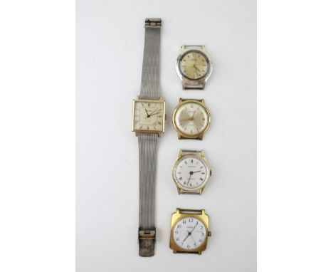 A collection of vintage gentleman's watches to include a USSR Square Raketa Stone dial Soviet automatic watch, a Sekonda 21 J