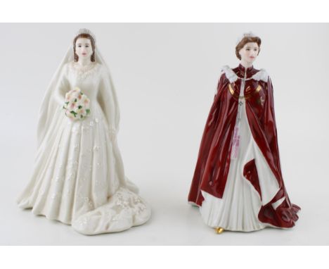 Royal Worcester figure 'Her Majesty The Queen II' together with Royal Worcester figure 'In Celebration of The Queen 80th Birt