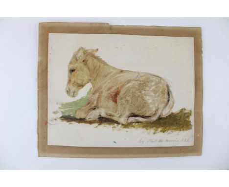 An original c19th study of a reclining donkey signed Phil R Morris ARA dated 1863 circle of Philip Richard Morris  good condi