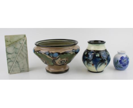 Studio pottery to include two Danico of Denmark vases, a Royal Copenhagen small vase 2800 1259 and a studio vase, abstract fo