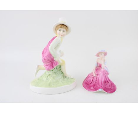 Royal Doulton figure 'Tom Tom The Piper's Son' HN 3032 from the Nursery Rhymes Collection, together with Coalport figure Debu