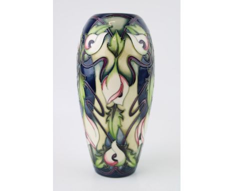 Moorcroft vase in the 'Light and Shade' pattern, first quality, 19cm tall, Sharon Austin, 2006.  In good condition with no ob