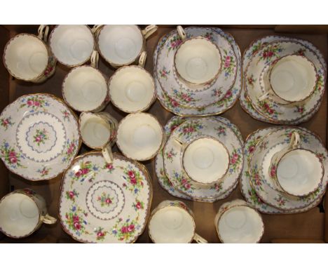 Royal Albert tea ware in the 'Petit Point' pattern c1940s to include twelve trios, cream and sugar. (38)  Of first quality wi