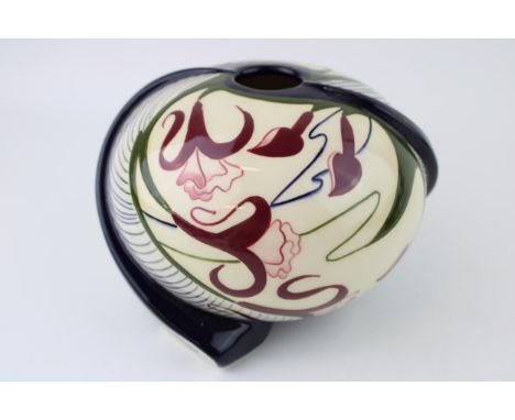 Black Ryden (sister company of Moorcroft) abstract vase, ornate design, in the 'Salsa Swing' pattern, dated 2003, impressed m