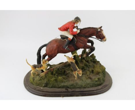 Country Artists limited edition hunting group, 'Over The Fence' (slight af).  Displays well, fence af to left hand side, hors