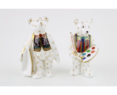 Royal Crown Derby miniature bears to include Artist Claude and Shopper Bear (2), first quality (please note, these were produ