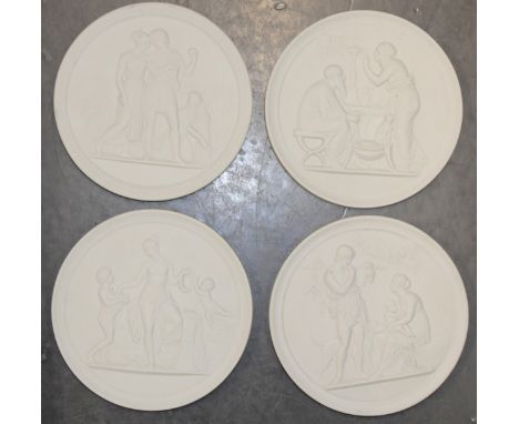 A collection of Royal Copenhagen roundels, classical scenes, 14cm wide (4).  In good condition with no obvious damage or rest