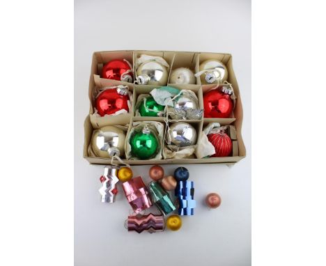 A collection of Vintage 1950s glass Christmas decorations in an original box  the condition is very good with little signs of