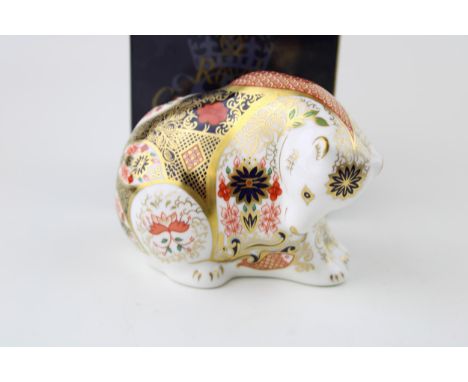 Boxed Royal Crown Derby paperweight, Imari Russian Bear, first quality with gold stopper.  In good condition with no obvious 