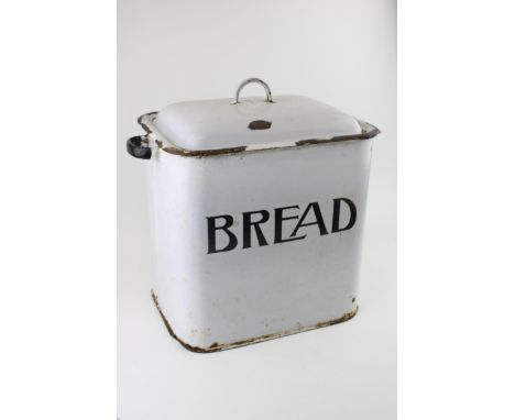 Vintage mid 20th century enamel bread bin, 35cm tall.