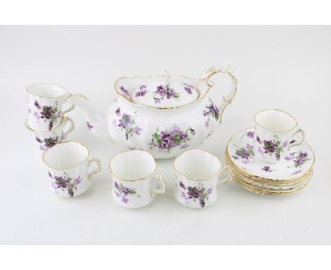 Hammersley Victorian Violets to include a coffee pot, 6 cups (2 styles of 3) and 6 saucers (13).  In good condition with no o