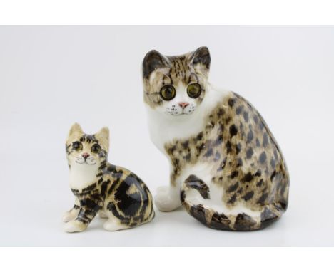 Two Winstanley pottery cats, similar colours, 20cm tall (2).  In good condition with no obvious damage or restoration.