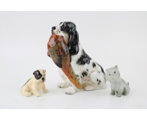 Royal Doulton dogs to include a Cairn Terrier K11 in unusual light colourway, a Bulldog K3 and a Spaniel with Pheasant HN1138