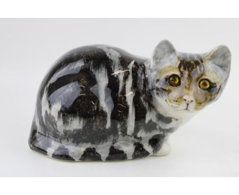 Large Winstanley pottery cat, 26cm wide.  In good condition with no obvious damage or restoration.