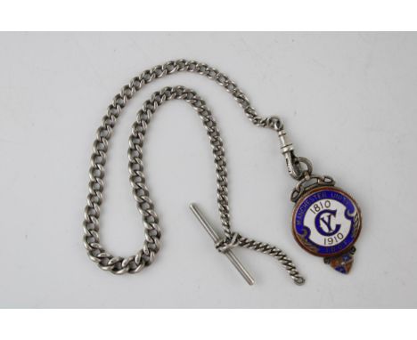 A graduated silver albert chain by P.P. &amp; Co Payton, Pepper &amp; Co. Hallmarked every link, lobster claw clasp and T bar