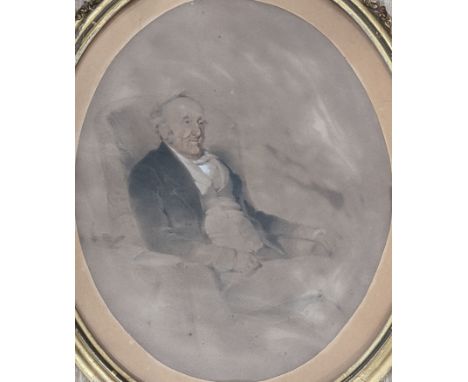 Victorian School, watercolour, Portrait of Robert Mason (1808-1885), oval, 40 x 32cm