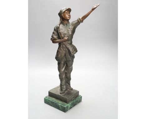 Le Bao bronze figure, a Red guard from Chinese revolutionary opera, 2020. 46cm