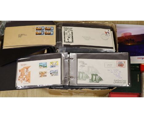 A large collection of Royal Mint first day covers, 1960's-2005, in albums and a large quantity of mint unused stamps in stock