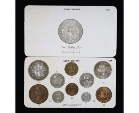 George VI specimen set of eleven coins, 1937, first coinage, comprising Crown, halfcrown, florin, ‘English’ &amp; ‘Scottish’ 