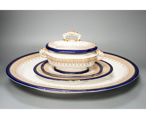 A Royal Worcester vitreous part dinner service, and a Doulton Burslem basin, 44cm