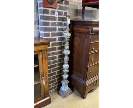 An 18th century style Italian carved wood floor lamp (no fittings), height 147cm