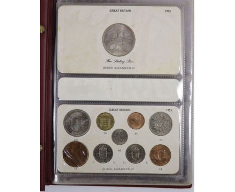 Queen Elizabeth II pre-decimal specimen coin sets for 1953 - 1967, first and second issues, all EF/UNC (15 sets), including 1