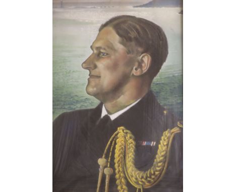 English School 1940, pastel, Portrait of a naval officer, indistinctly signed, 57 x 38cm