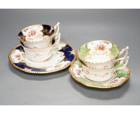 A large set of Coalport blue ground tea and coffee service and similar green ground tea wares