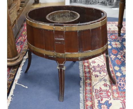A George III provinical brass bound mahogany planter, width 62cm, depth 42cm, height 60cm, together with a small brass bound 