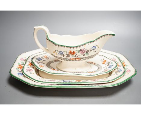 A Copeland earthenware dinner, tea and coffee service, Chinese rose pattern