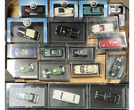 1/43rd scale collection of Jaguar cars, mainly Oxford Diecast (15), plus Autostory 1955 Le Mans mini-diorama limited edition 