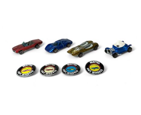 Mattel Hot Wheels 1967 onwards redline collection, with Splittin Image, Custom Firebird, Hot Heap and Ford MkIV, all with tin