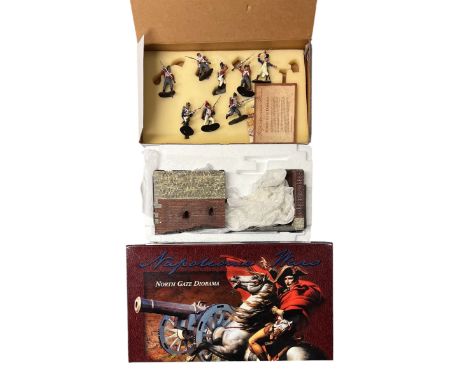 W Britains Waterloo North Gate (Hougoumont) Diorama No. 00148, 1/32nd scale, generally excellent to good plus in good plus bo