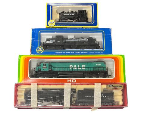 HO gauge North American locomotives, with Rivarossi Indiana Harbor Belt black 102 0-8-0 (in fair plastic case) No. 1224, Meha