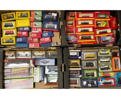 OO gauge wagons, range of Wrenn, Hornby, Hornby Dublo, Dapol, Mainline, Trix, etc., plus Kitmaster kit-built coaches (2) and 