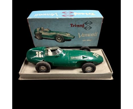 Triang Minic 1/20th scale Vanwall Racing Car plastic battery operated (untested), British Racing green, race #26, plated part