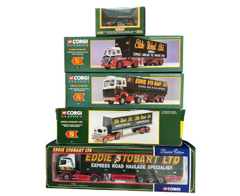 Corgi Eddie Stobart Truck collection, generally excellent in excellent window boxes, with 1/50th scale Scania Box Trailer No.