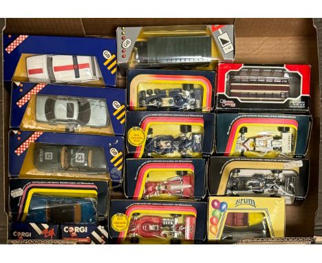 Corgi 1970s onwards collection, generally excellent in good or better boxes, with Elf Tyrell P34 6-wheeler No. 161, JPS Lotus