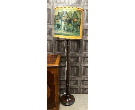 MAHOGANY STANDARD LAMP, with shade, 170cm high