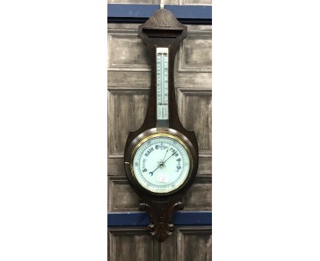EARLY 20TH CENTURY OAK BANJO BAROMETER, 85cm high
