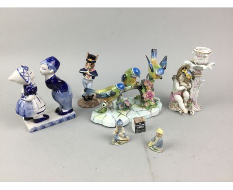 ROYAL ADDERLEY BIRD FIGURE GROUP, modelled as three birds on a branch, along with another bird figure group and other ceramic