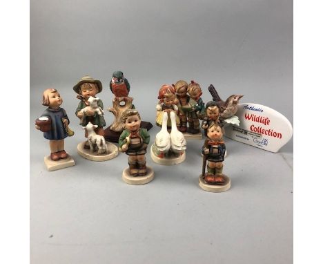 LOT OF GOEBEL HUMMEL FIGURES OF CHILDREN, also including Goebel and other bird figures (18)